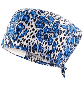 B-well Surgical Cloth Cap - Leopard - One Size Fits All - Fabric Nurse Cap for Medical Staff