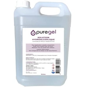 BeautyfulCenter | Puregel | Solution Hydro-Alcoolique Main Bidon de 5 Litres, Lotion désinfectante main - Fabrication Française