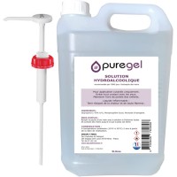 BeautyfulCenter Puregel Solution Hydro-Alcoolique Main 5L + Pompe doseuse 25ml, Lotion désinfectante