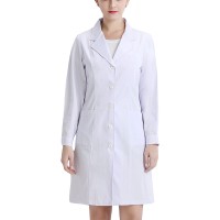 Women's White Cotton Laboratory Coat, Long Sleeves, Suitable for Dentists, Beauty Salons