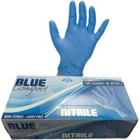 BLUECOMFORT Powder-Free Nitrile Gloves Pack of 100 pieces. Class 1 Medical Device. Sizes S M L XL