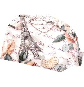 Dentist Hat with Button - For Animal, Doctor, Nurse - 2 Pieces - Eiffel Tower Paris