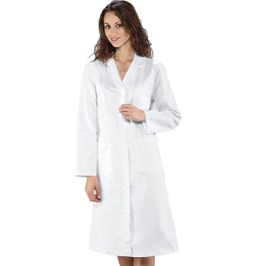Pure White Cotton Women's Laboratory Coat for Pharmacy, Herbalist, Veterinary