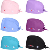 Comius Sharp 6 Pièces Bonnet Gommage Bouffant, Casquettes de Travail Réglable Respirants, Casquette Imprimé Unisexe pour Fournitures de Soins Pe...