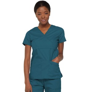 Dickies Women's Eds Signature Scrubs Jr. Fit Mock Wrap Top, Caribbean Blue, 3X-Large Dickies Women's Eds Signature Scrubs Jr. Fit Mock Wrap Top, Caribbean Blue, 3X-Large