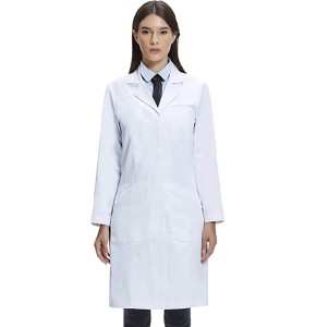 Dr. James Women's White Medical Chemistry Coat, 100% Cotton, Classic Fit, Multiple Pockets