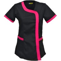 Fratelli d'Italia Blouse de travail noire pour femme, blouse d'été pour coiffeur, centre de beauté
