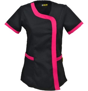 Fratelli d'Italia Blouse de travail noire pour femme, blouse d'été pour coiffeur, centre de beauté Fratelli d'Italia Blouse de travail noire pour femme, blouse d'été pour coiffeur, centre de beauté
