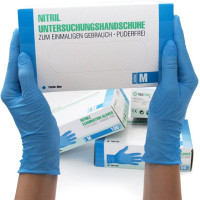 SF Medical Products GmbH Gants en nitrile Boîte de 100 pièces (M, bleus) Gants d'examen jetables, sans poudre, sans latex, non stériles, médica...