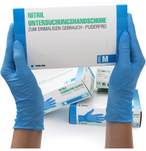 Box of 100 Nitrile Gloves (M, Blue) - Disposable Examination Gloves, Powder-Free, Latex-Free, Non-Sterile