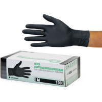 Box of 100 Nitrile Gloves (M, Black) - Disposable Examination Gloves, Powder-Free, Latex-Free, Non-Sterile