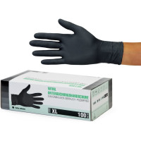 Box of 100 Nitrile Gloves (XL, Black) - Disposable Examination Gloves, Powder-Free, Latex-Free, Non-Sterile