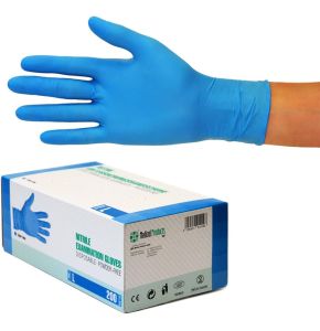 Box of 200 Nitrile Gloves (L, Blue) - Disposable Examination Gloves, Powder-Free, Latex-Free, Non-Sterile