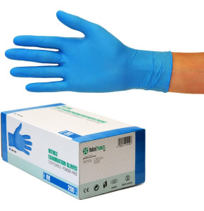 Box of 200 Nitrile Gloves (M, Blue) - Disposable Examination Gloves, Powder-Free, Latex-Free, Non-Sterile