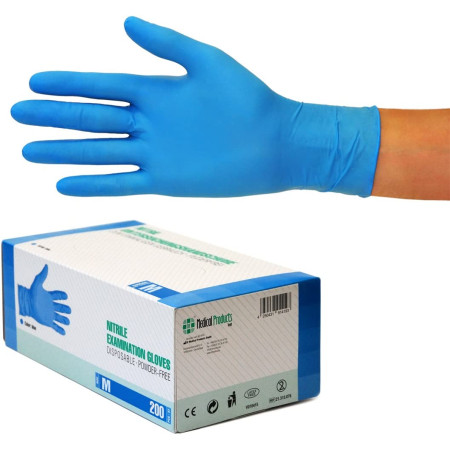 SF Medical Products GmbH Gants en nitrile Boîte de 200 pièces (M, Bleu) Gants d'examen jetables, sans poudre, sans latex, non stériles, médicau...