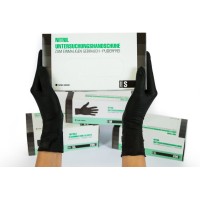 Gants en nitrile Boîte de 200 pièces (S, Noir) - Gants d'examen jetables, sans poudre, sans latex, non stériles