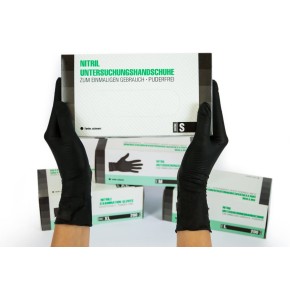 Box of 200 Nitrile Gloves (S, Black) - Disposable Examination Gloves, Powder-Free, Latex-Free, Non-Sterile