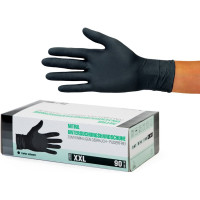 Box of 90 Nitrile Gloves (XXL, Black) - Disposable Examination Gloves, Powder-Free, Latex-Free, Non-Sterile