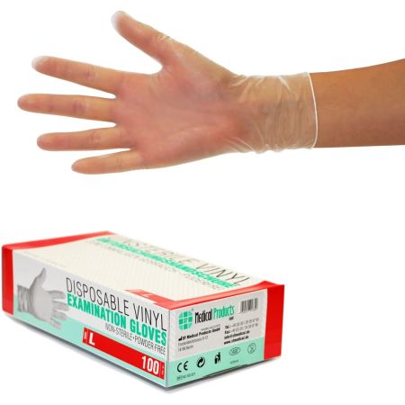 Vinyl Gloves | 1000 pieces | 10 boxes (L, Transparent) | Disposable Examination Gloves