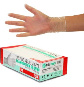 1000 Pieces of Vinyl Gloves 10 Boxes (M, Transparent) - Disposable Examination Gloves, Powder-Free, Latex-Free, Non-Sterile for Cleaning Kitchens