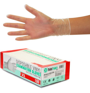 Vinyl Gloves | 1000 pcs | 10 boxes (XL, Transparent) | Disposable Examination Gloves, Powder-Free, Latex-Free | Sanitary Items for Cleaning Kitchens