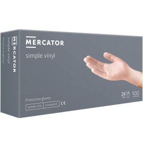 MERCATOR SIMPLE VINYL Vinyl Gloves, size M - 100 pieces, transparent disposable gloves