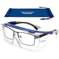 GENYED® Surlunettes de Sécurité, Lunette de Protection Travail, Certifiées CE EN166, Lunettes de Protection Anti-rayures Anti-buée UV400, Bran...