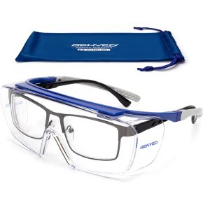 GENYED® Surlunettes de Sécurité, Lunette de Protection Travail, Certifiées CE EN166, Lunettes de Protection Anti-rayures Anti-buée UV400, Bran...