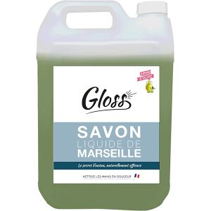 GLOSS - Liquid Marseille Soap - 100% Vegetable - Cleans and Degreases - Softens Hands - With Olive Oil - 5L - Made in France