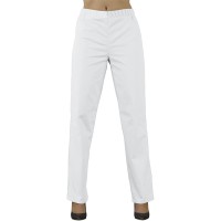 Pantalon médical mixte Hurry Jump - Sergé 210 g - Couleurs Blanc - Tailles élastiquées - Lavage Machine 90 degrés ou Industriel