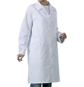 IMJONO White Lab Coat - Student and High School Student - 100% Cotton - Long Sleeve - Pocket - Button - Casual - Chemistry