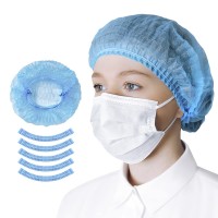 Disposable Hard Nets with Elastic Band - Pack of 50 - Made in Germany - Beret Cap - Standard 100 by Oeko-Tex - Blue