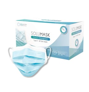 Disposable Surgical Mask - Box of 50 - Type 2R - Made in France - Filtration of over 98% - 3-Ply Masks - NF EN 14683