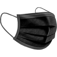 Masques chirurgicaux noirs jetables - Lot de 50 - Couleur noire - Filtration à plus de 98% - Taille unique