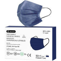 MEDI SANTÉ Pack of 50 Surgical Masks - Protection - Disposable - Navy Blue Color - Type 2R - BFE≥98% - 3 Ply