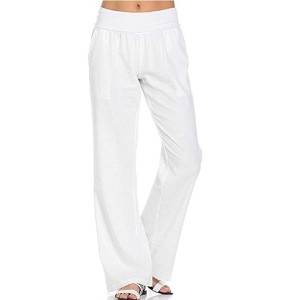 Onsoyours Femme Pantalon Lin Ample Nouveau Mode Coton Chanvre Confortable Jogging Plage Rétro Sarouel Grande Taille Haute Pants Taille Elastique