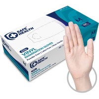 Safe Health Transparent Vinyl Disposable Examination Gloves - Powder-Free - Latex-Free - Hypoallergenic - CE Certified