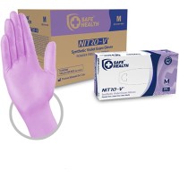 Safe Health Nitro-V Disposable Nitrile-Vinyl Hybrid Gloves Purple - Powder-Free - Latex-Free - Disposable - Medical