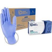 Safe Health Blue-Purple Nitrile Disposable Gloves | Powder-Free - Latex-Free - Hypoallergenic | Textured Finger - CE-EN455 Certified | Medical Care | 3.5 Mil