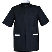 SNV Men's Polyester/Cotton Medical Tunic with Short Sleeves - Medical Uniform with 3 Pockets + Phone Pocket, Pen