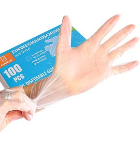 TAVIALO Gants jetable en vinyle taille M/8 et L/9, set de 100 pcs, gants jetables en vinyle TAVIALO Gants jetable en vinyle taille M/8 et L/9, set de 100 pcs, gants jetables en vinyle