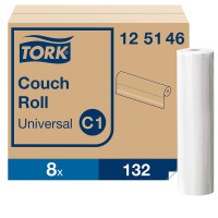 Tork 125146 Universal Examination Sheet - White - 1 Ply - Compatible with System C1 - 38 x 39 cm - Pack of 8