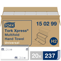 Tork Xpress® Essuie-mains interfoliés économiques - Blanc - 2 plis - 100 % fibres recyclées - 20 x 237 feuilles