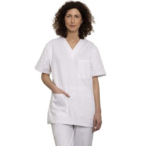 UniMediForm Tenue Aide Soignante Professionnelle Unisex Vêtements Médicals pour Femme Et Homme Ensemble Medicale avec Tunique et Pantalon XL,Blanc