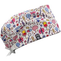 Weark Bonnet de santé unisexe - Infirmière dentaire - Pédiatre - Poils longs - Avec boutons et sweat-shirt à l'avant