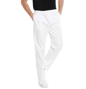 WWOO Homme Pantalon de Travail Blanc pur Pantalons Taille Elastique pour Coton opaque