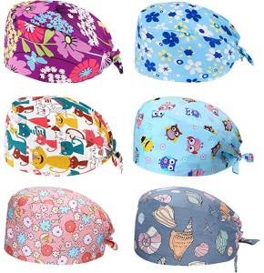 XiYee 6 pièces Bonnet de travail en coton réglable Bonnet de beauté unisexe Turban avec bande de transpiration, bonnet de kirofane pour hommes et femmes XiYee 6 pièces Bonnet de travail en coton réglable Bonnet de beauté unisexe Turban avec bande de transpiration, bonnet de kirofane pour hommes et femmes