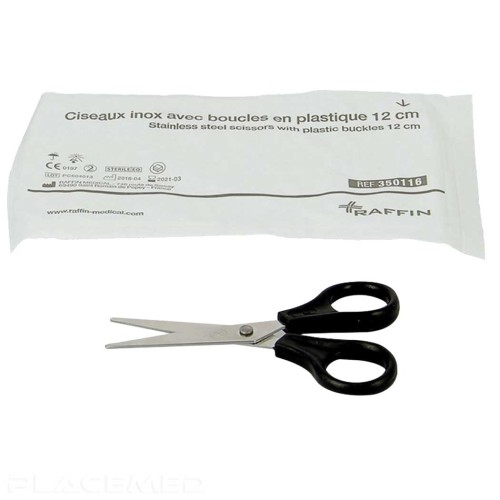 Ciseaux Pointus Stériles avec Boucles en Plastique 12 cm - REF 1044350116