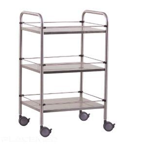 Stainless Steel Trolley 60x40x80cm 3 Trays with Removable Rails