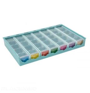 Weekly Medication Distribution Tray with 7 Pill Organizers and 7-Day Labels - 320x200x40 mm